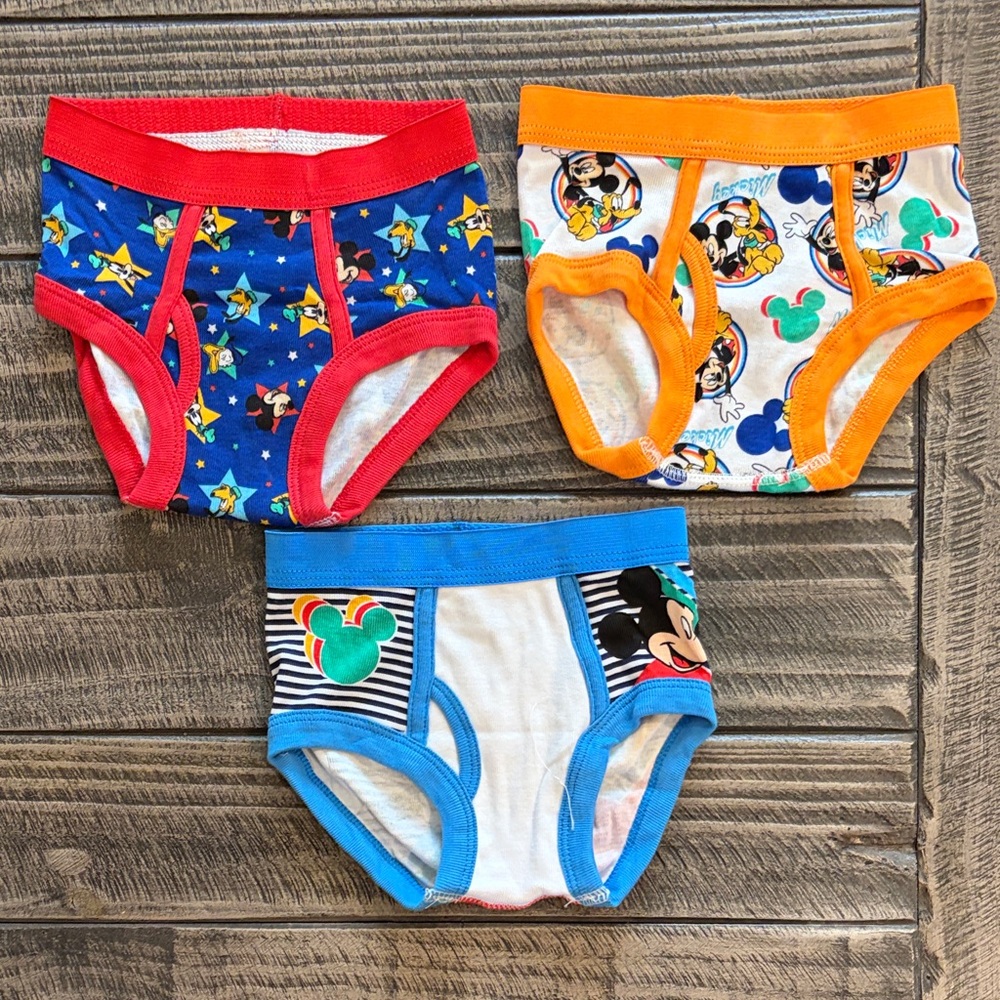 Disney Toddler Mickey Briefs 3-Pack - Red, Orange, Blue